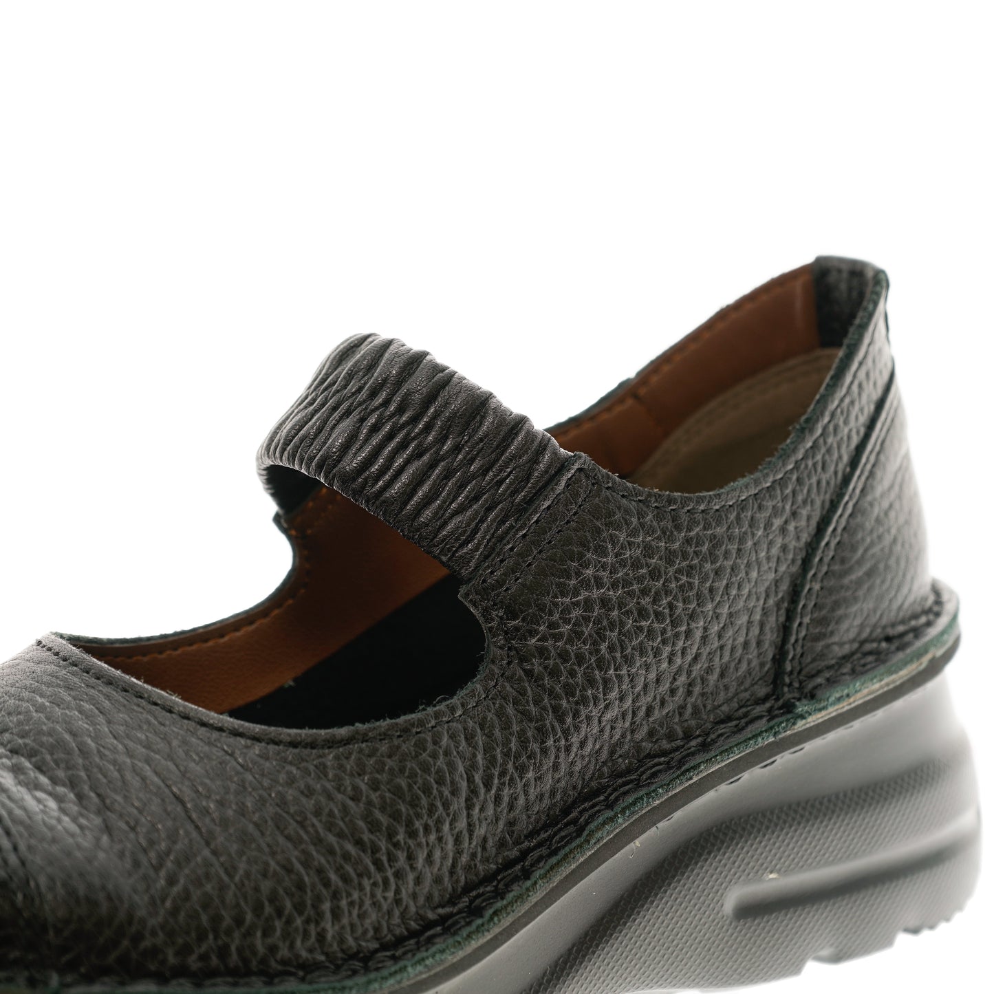 幅広甲高/オフィスでも 革ゴムストラップ シューズ【0510】