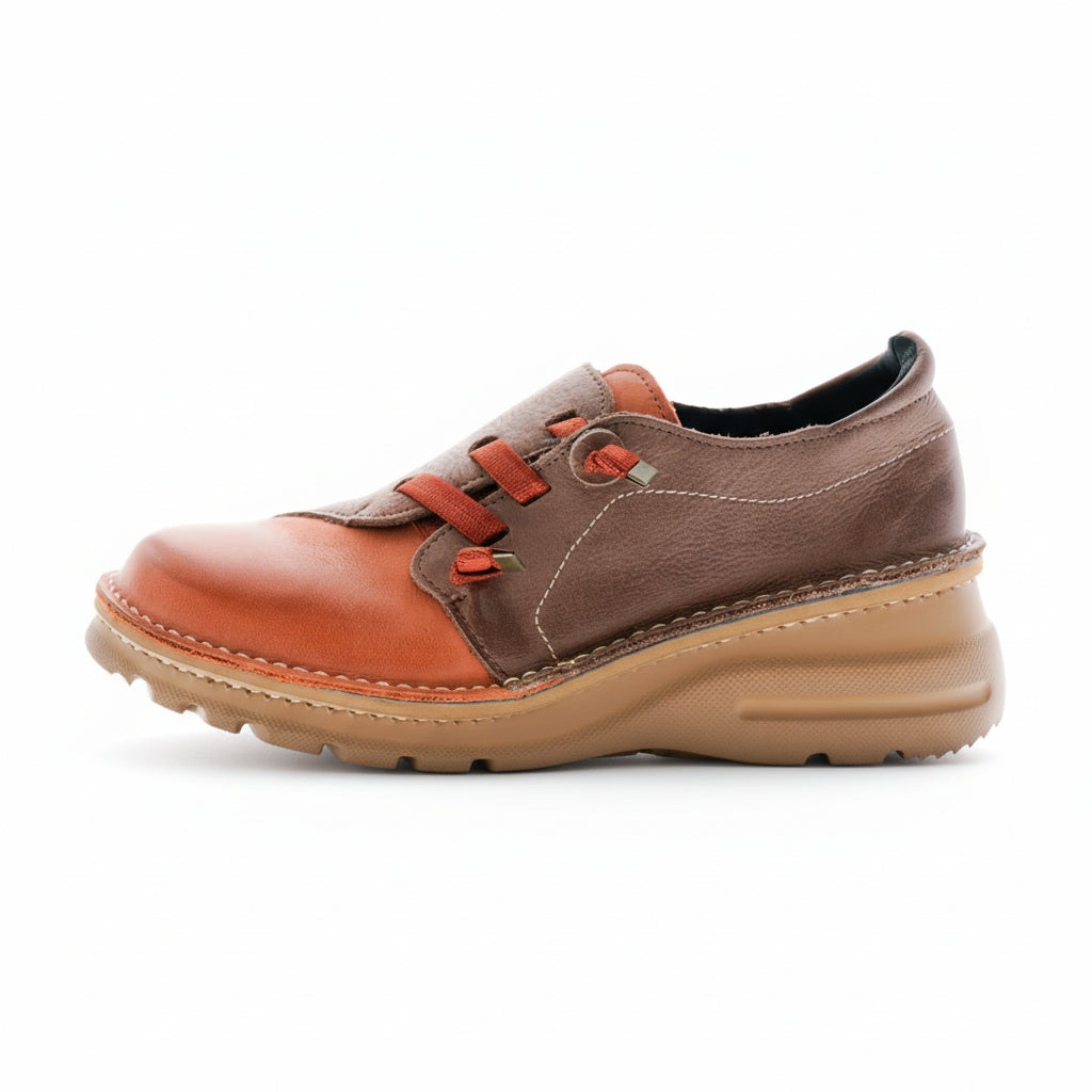 毎日のお出掛けに／幅広甲高　バイカラーコンフォートシューズ【0118】