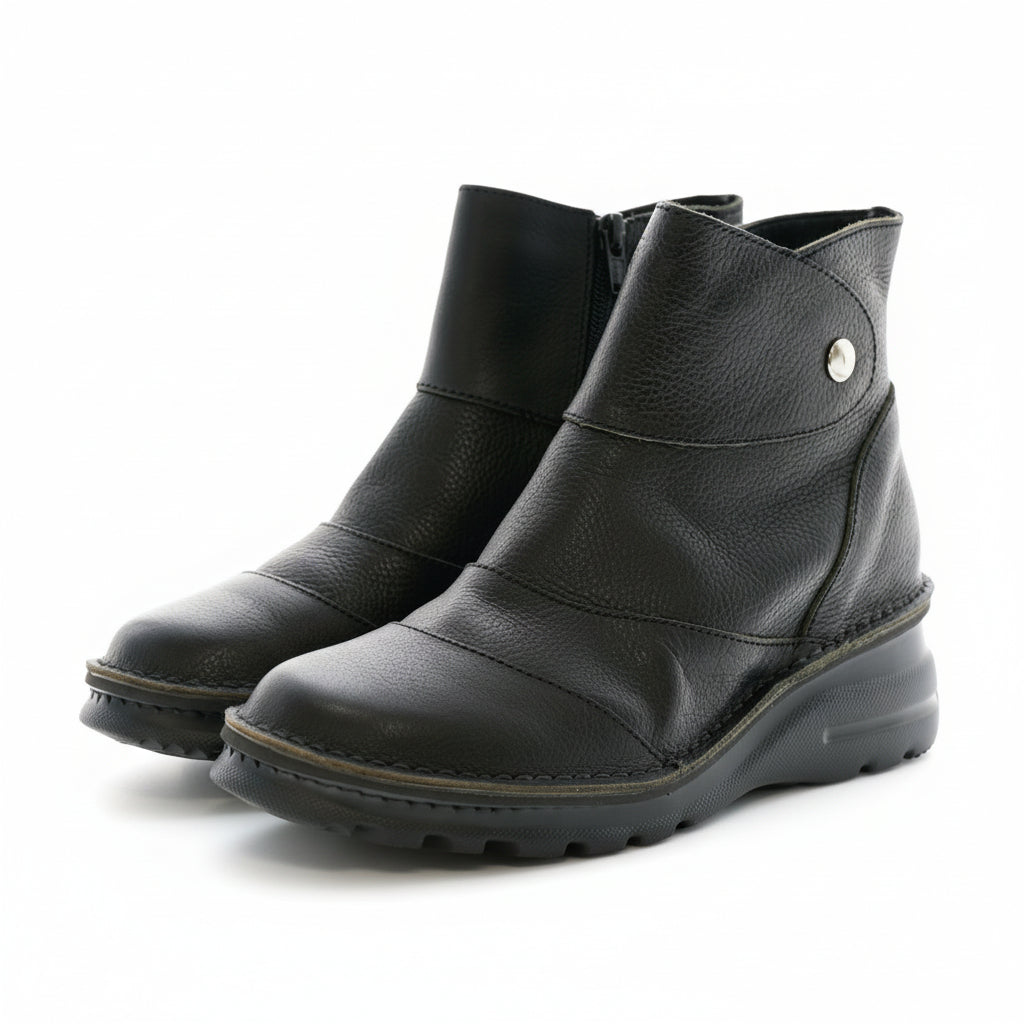 寒い日のおでかけ／外反母趾　ソフトレザーショートブーツ【0151】