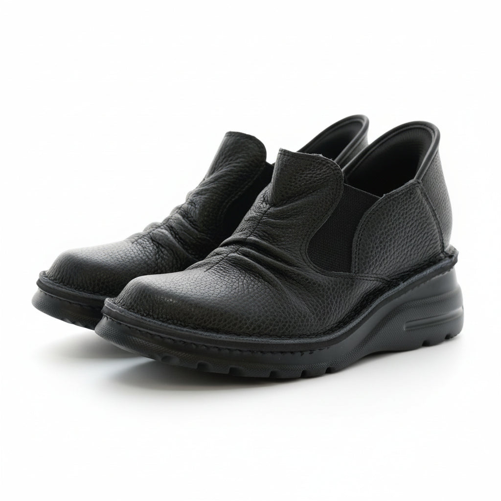 幅広甲高／旅行に最適 しゃがまず履ける！カジュアルショートブーツ 1.2.GO!【6004】