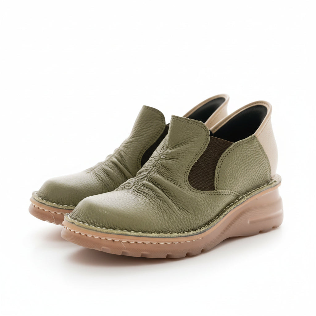 幅広甲高／旅行に最適 しゃがまず履ける！カジュアルショートブーツ 1.2.GO!【6004】