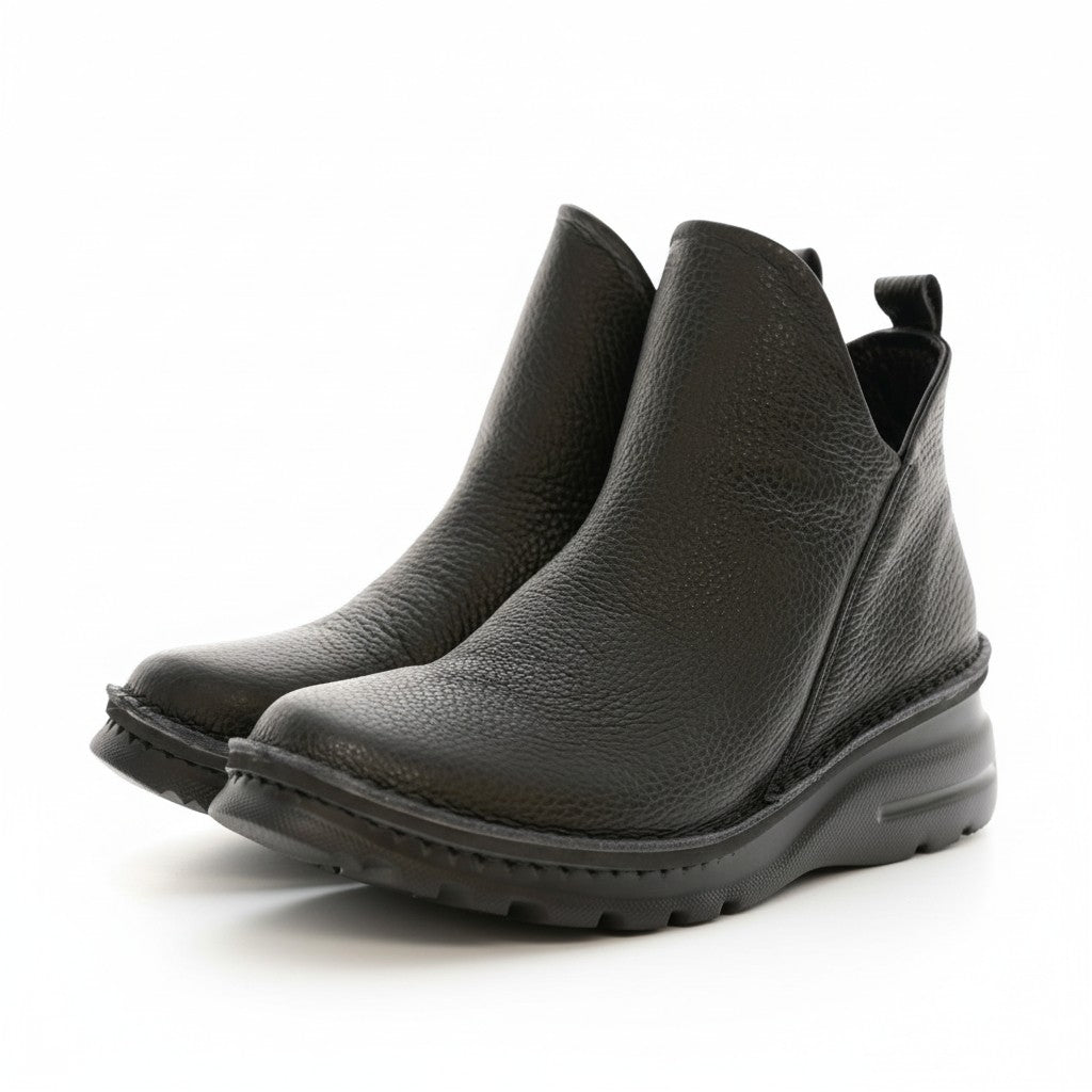 外反母趾／旅行に最適 イタリアンレザー ショートブーツ【7058MS】