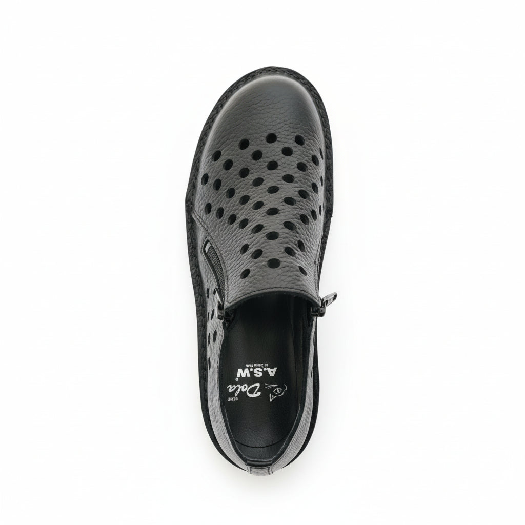 外反母趾／毎日の普段履きに ダブルファスナーパンチングシューズ【7103】