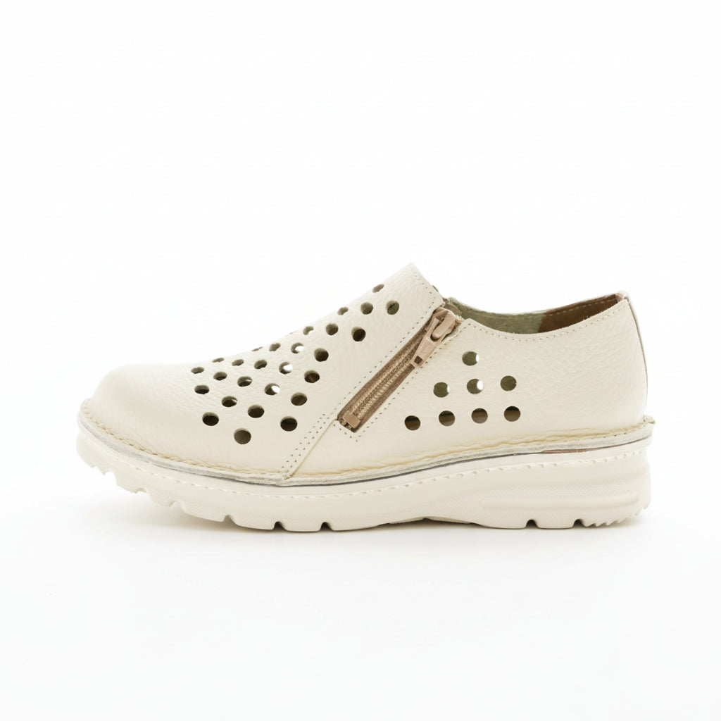 外反母趾／毎日の普段履きに ダブルファスナーパンチングシューズ【7103】