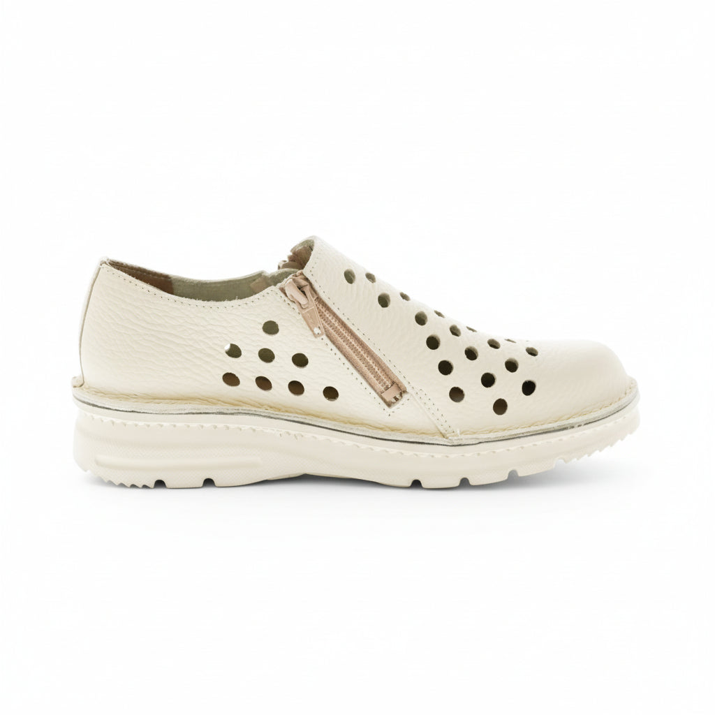 外反母趾／毎日の普段履きに ダブルファスナーパンチングシューズ【7103】